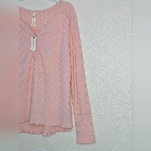 Anthropologie Pink thermal waffle size Small - Picture 5 of 6